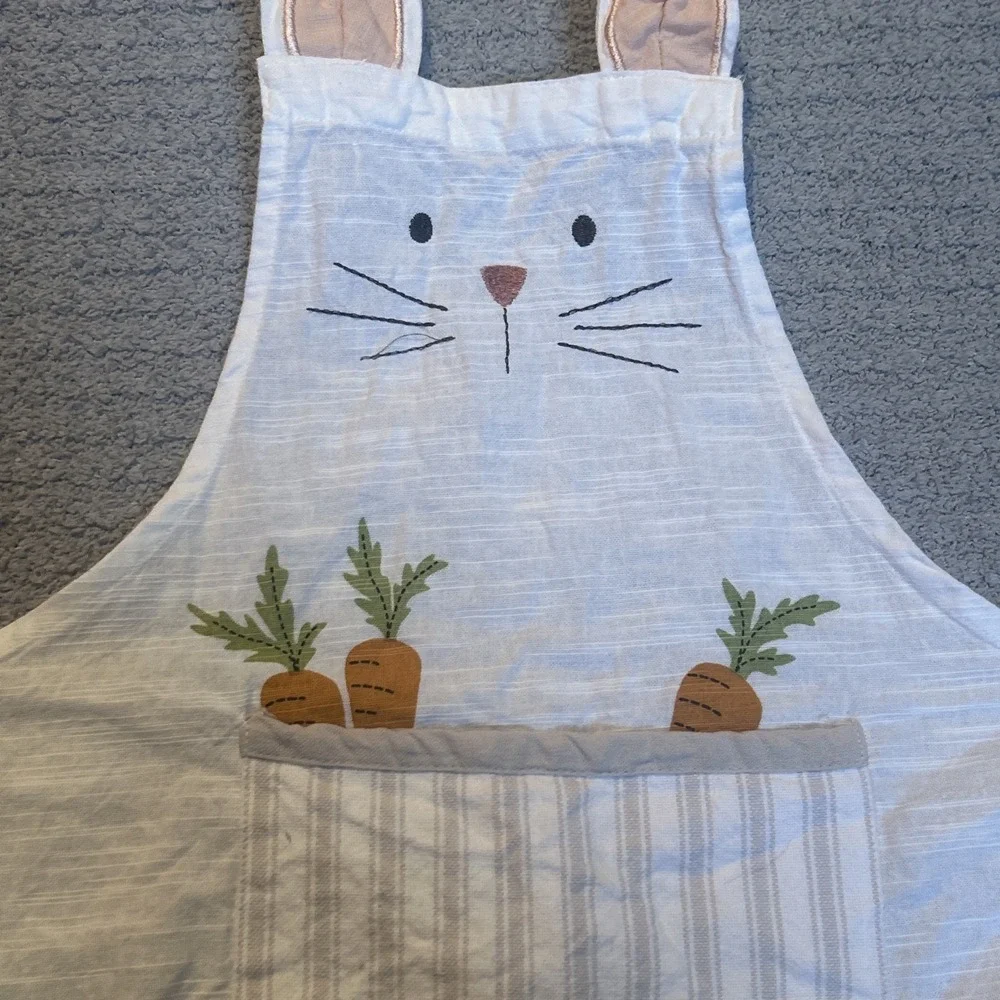 Cotton & Co Apron Bunny Ears White OS Cottagecore Farmhouse Easter Whimsical